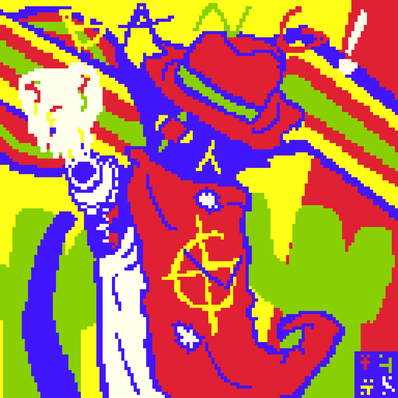 [8defd6] idk why i keep tweaking this but the tail was bugging me cuz like it blended into the hand kind of so i changd it and fixed the hard 2 read text problem while also keeping the every color thing so thats tuff, gave an attempt at trying 2 do an accurate hat design but it kind of looks like caca