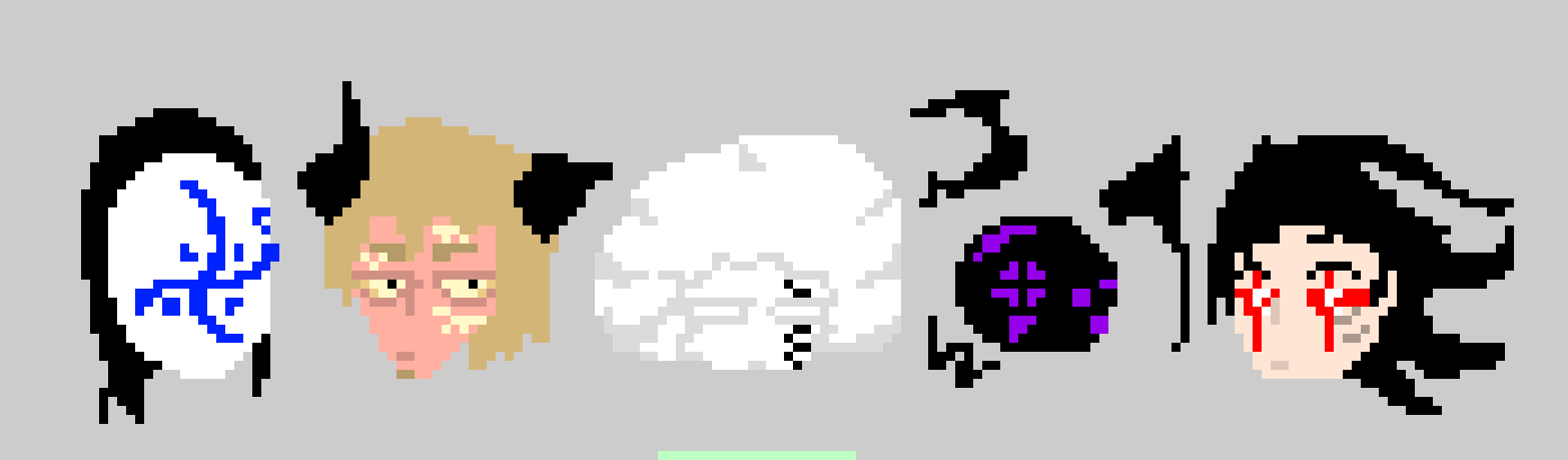 [90dac8] you got: Masked Wizard, pink-redish tribal man with golden eyes, guy from danger's race, a whole ass android, and a guy with red eyes