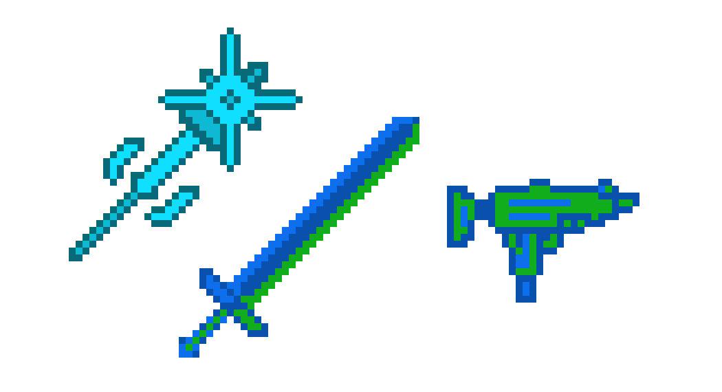 [9664c4] Pixel Mist weapons (gun sword staff)
