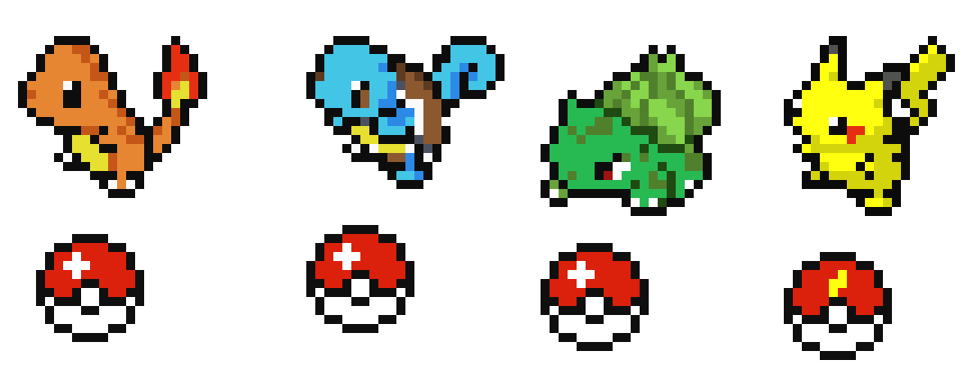 [9664c4] Pixel Kanto Starters