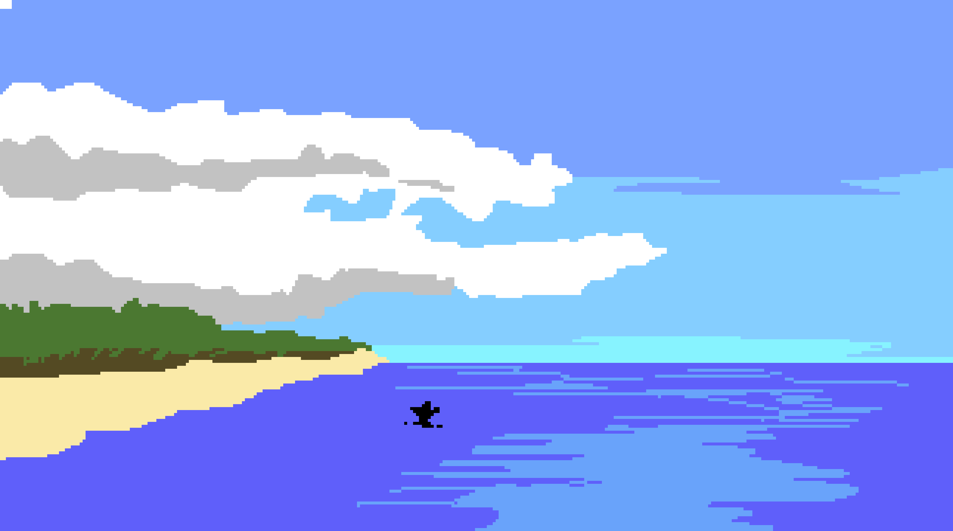 [115e94] a splashing noise is heard. a bit away from the group, a man emerges from the ocean, splashing water up into the air. 
