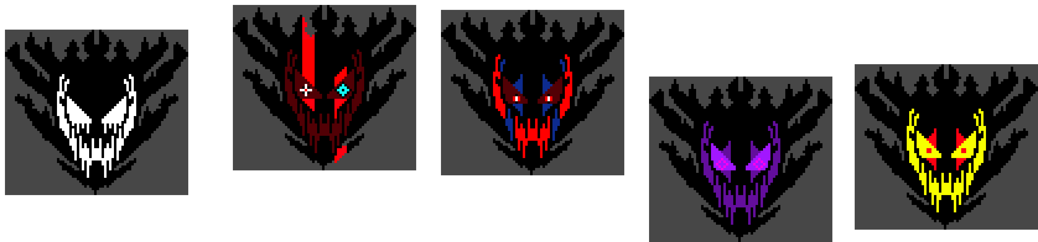 [b6b11f] Five skeleton dragon heads
