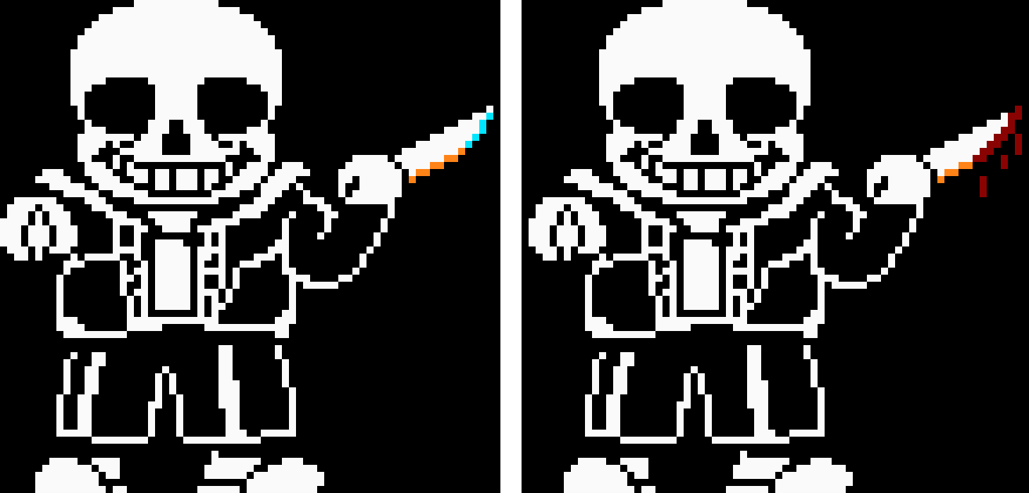 half blue,half orange so it's quite deadly at certain times