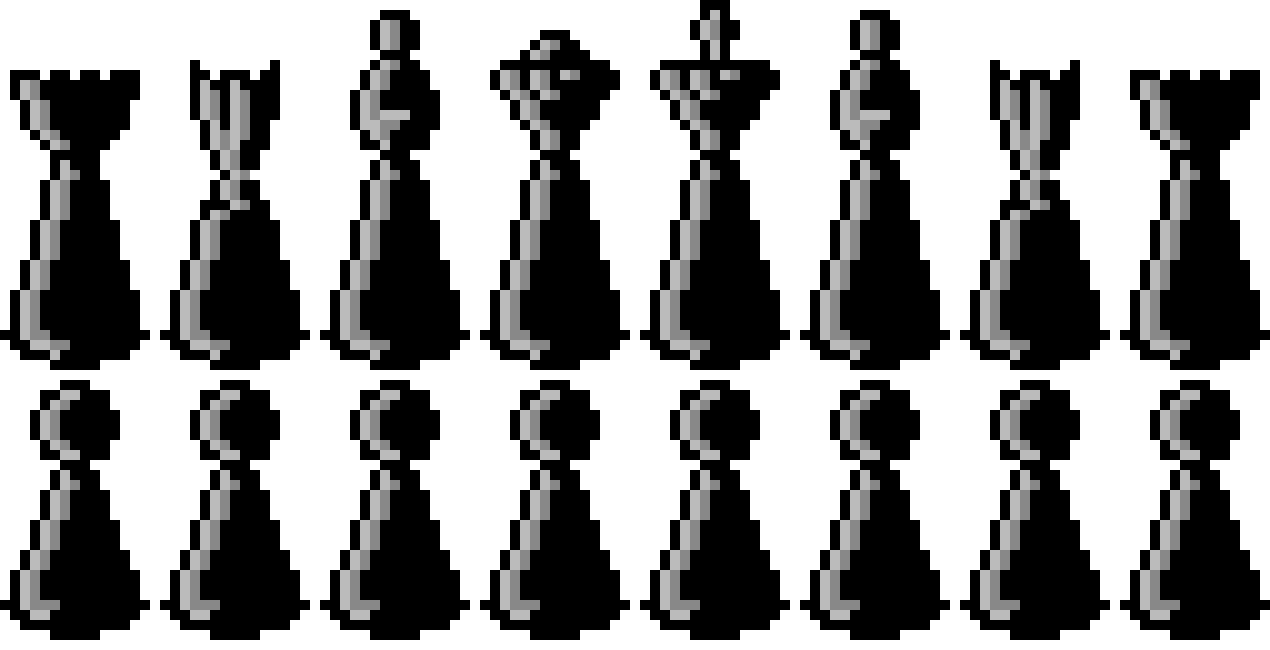 [9664c4] For those who want chess piece sprites for a 16-bit chess game (Black Shade)