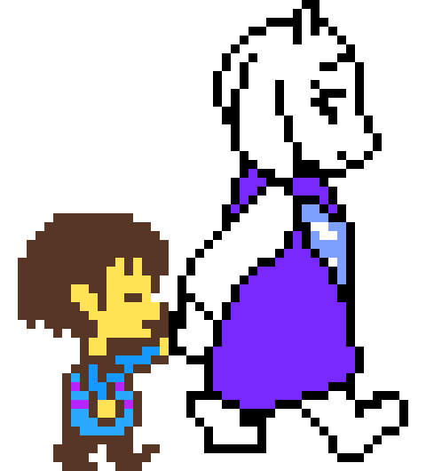 Toriel and frisk pixel art