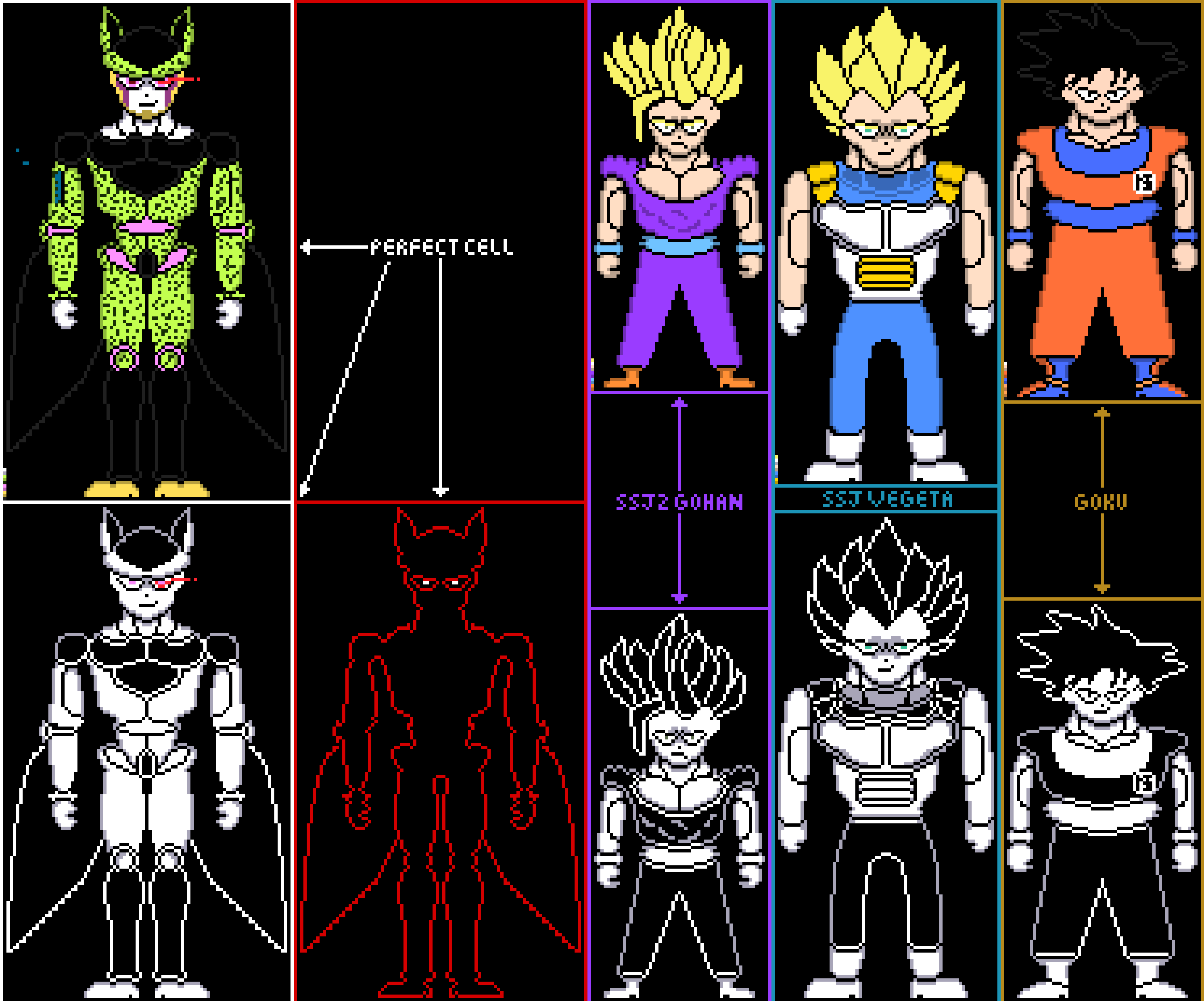 [2084ea] DBZ Sprite Sheet (Colored Undertale Style)