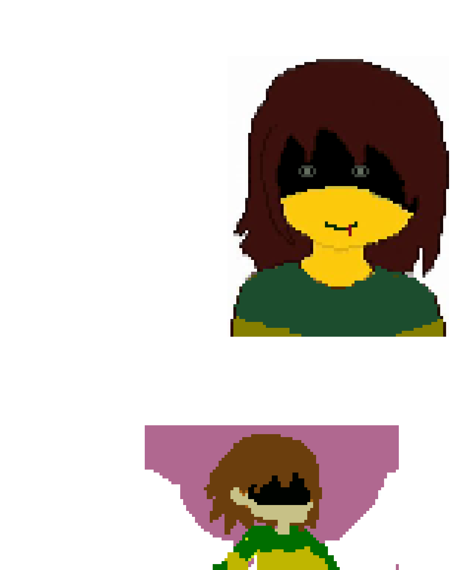 [c2fe0c] After seeing this Deltarune VJS series (which is cool as fuck btw) i decided to make my own version of Kris whaddya think? (Bottom disguise, top true form, kinda)