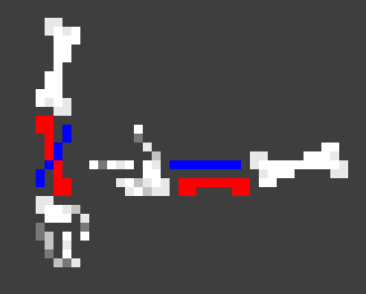 [e231eb] the radius (red, larger bone) connects to the side with the thumb (as seen on the left sprite), however on the right sprite i had it connect to the oposite side, i am a failure (it's good to note that the left sprite is of the right arm, and the right sprite is of the left arm (that's confusing))