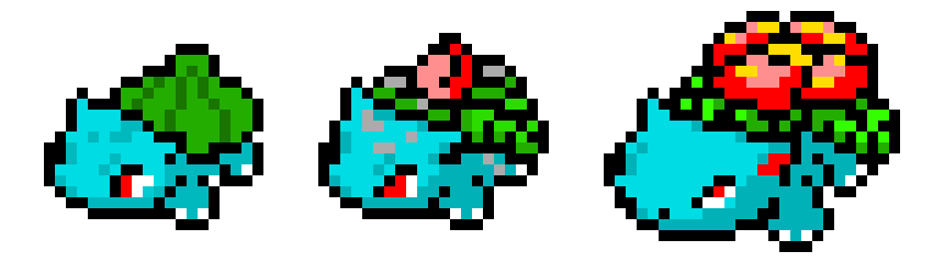 [9664c4] Bulbasaur, ivysaur, venusaur.