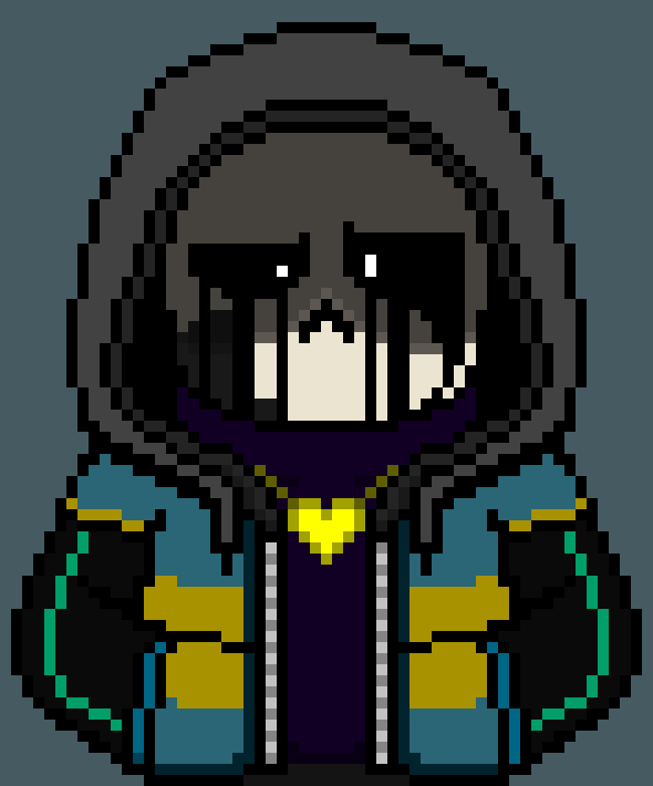 [45a4d0] *he would`ve gotten a sad look on his face, and pulled a locket out from under his turtleneck, being a golden yellow, white he gestured to a hole in his shirt*