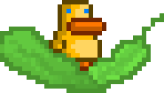[9664c4] duck riding leaf