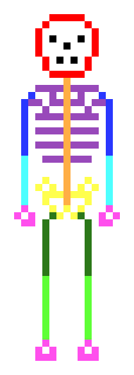 [9a9346] The terrifying MULTICOLORED SKELETON is here to get you.