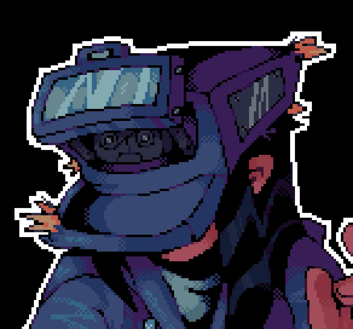 [8426a8] NEVER forgetting when he went on a 30 minute rant when i was starting out pixel art abt how i made a bad guy character w red eyes and it yes cliche but did not warrant him going off on 12 year old me