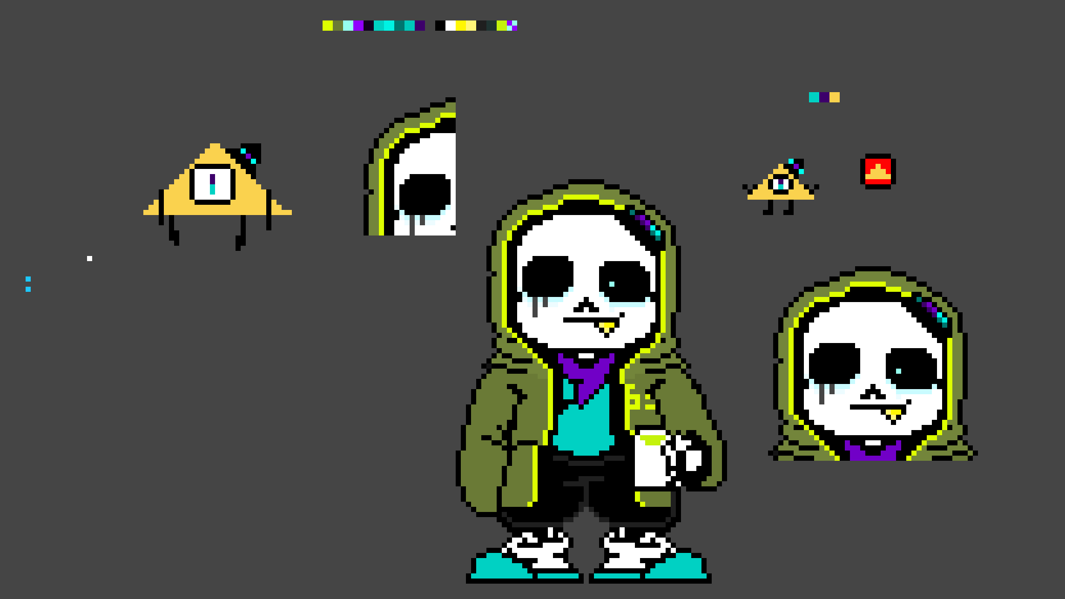 THIS IS MY CANVAS (its got me my other eye but open my head (just in case i need to use it) Big dorito god,mini dorito god,doitos colors used on my sprite and colors used on dorito god)