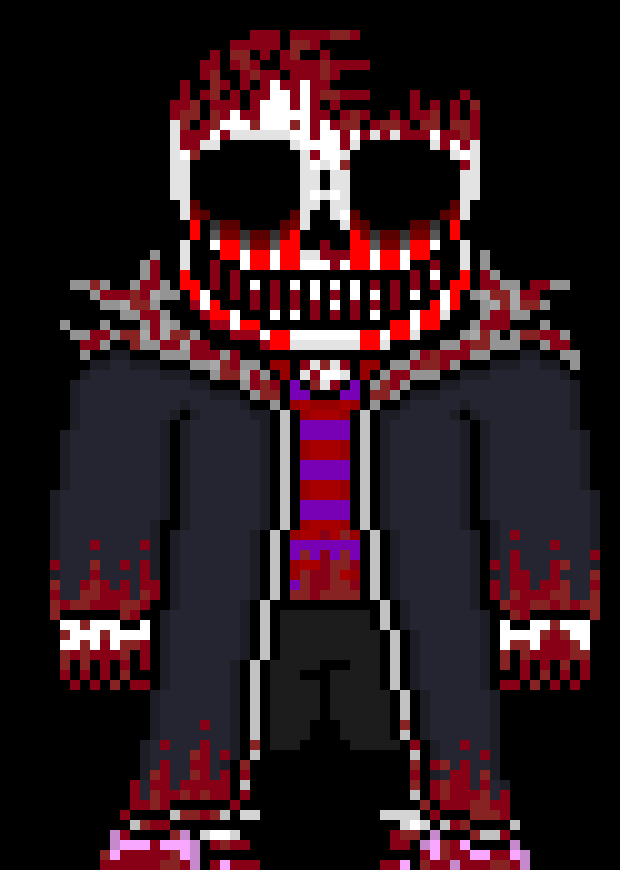 [e8cb42] you think you can just take away my puppet like that? *his grin changes alot* HAHAHAHHAAHAHAHHA *grabs the both by their neck slowly crushing the mostly one eyed sans* hows it like, watching your friend die?!