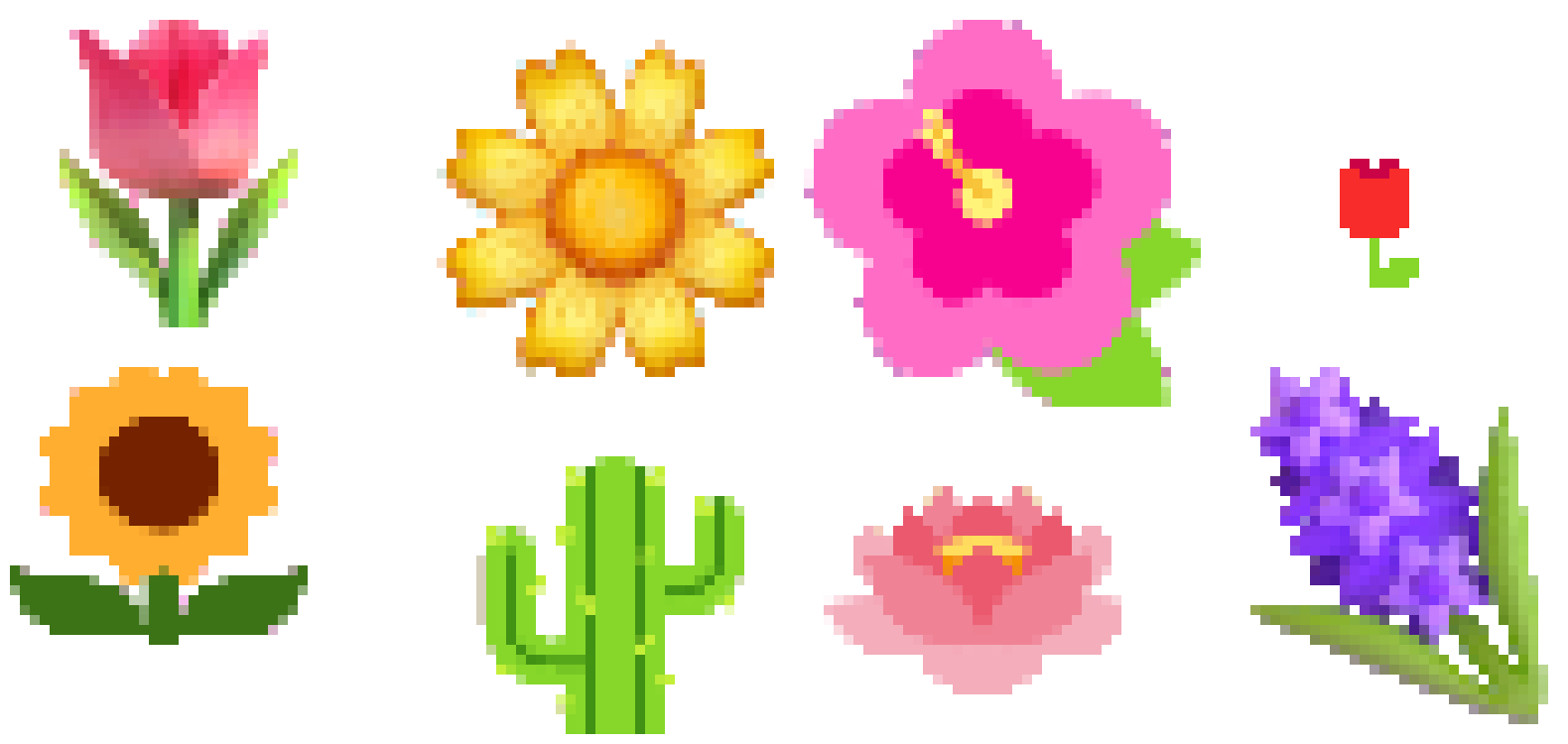 [8dc90b] pixel art flowers
