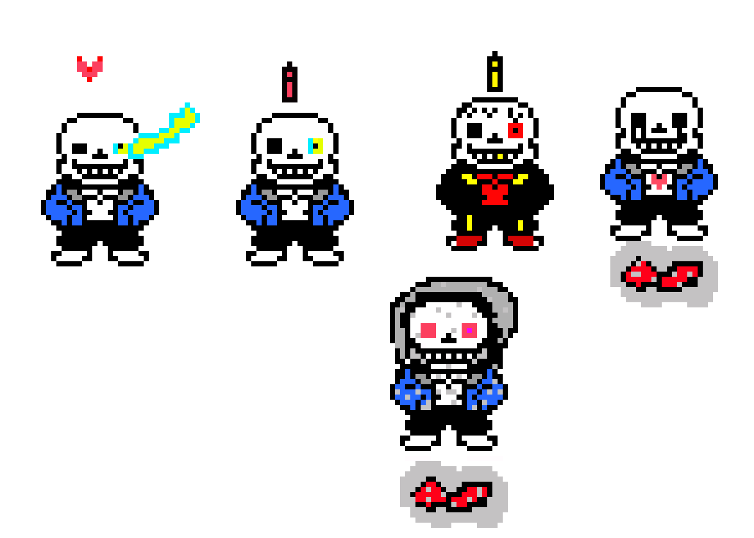 [9664c4] together sans, bad time sans, underfell sans, killer sans, dusttale sans sprite