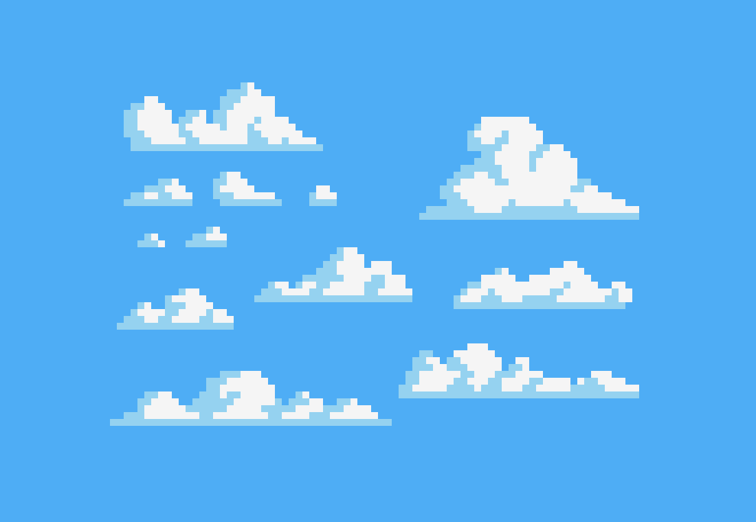 [65aeee] Clouds pixel art
