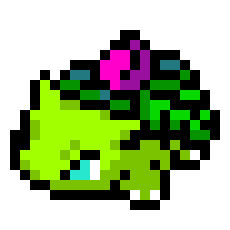 [616f8e] Shiny Bulbasaur Evolution Line Pixel Art