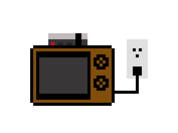 [9664c4] old tv w/nes pluggued in the dick of the plug