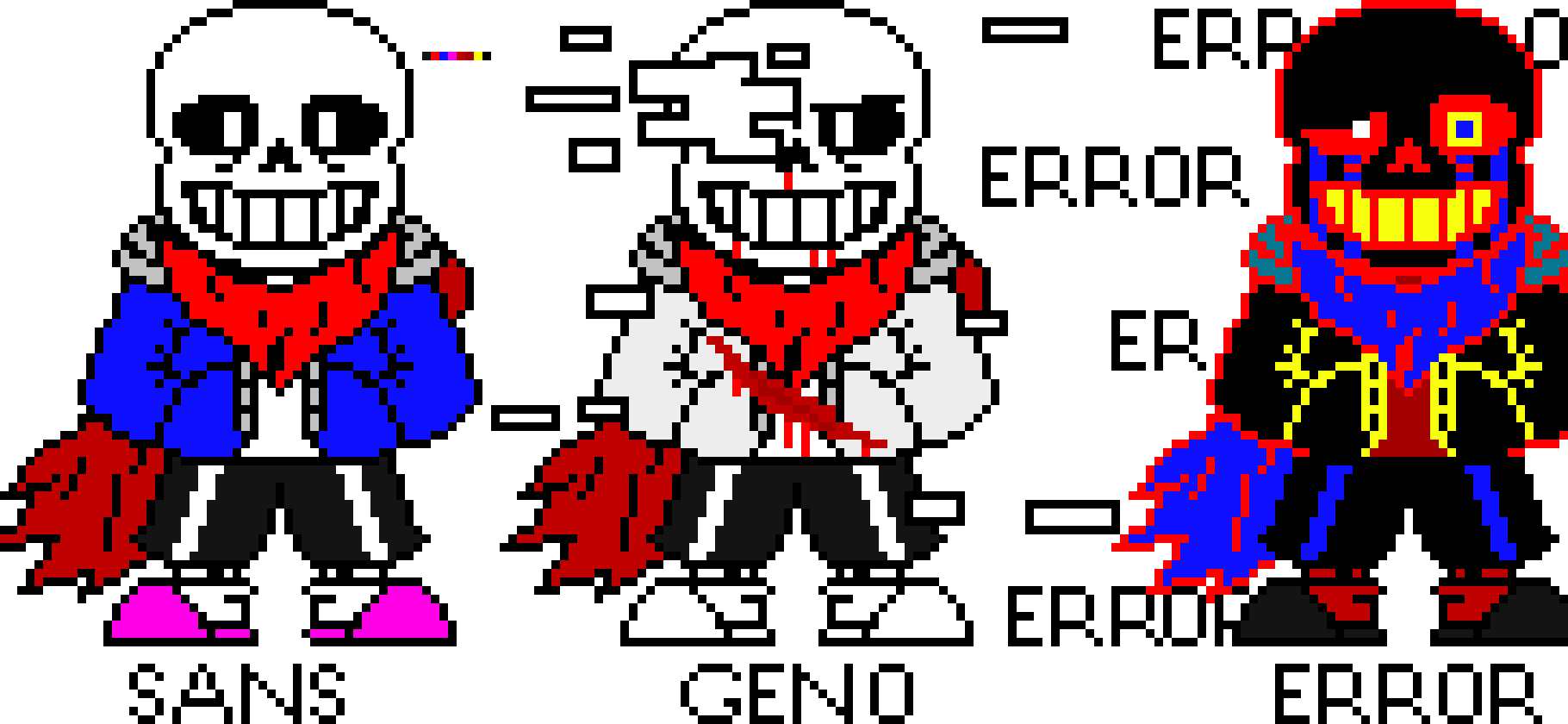 [6b847a] Aftertale Sans, Undertale Sans, Errortale Sans