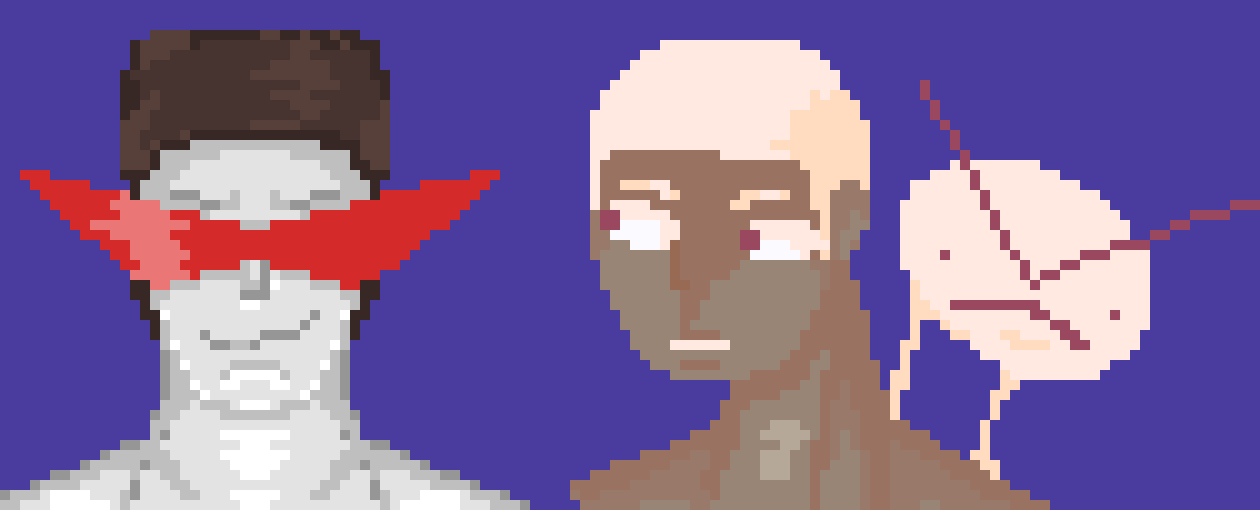 [236914] (victor whispers to metalface again.) "dont tell them we messed up, are you serious?!" (Metalface responds) "my bad but honesty is the best policy riiight?" (victor glares at him.) "...not right nooooAH FORGET IT!" (victor turns his attention back to matt and mulligan.) "point is, he's bloob... but better... as you can see.... (victor and metalface adjust themselves to make val's unconsious body visable. then victor starts speaking.) "ME AND PLOOP BESTED VALERIE AND BLOOB!"