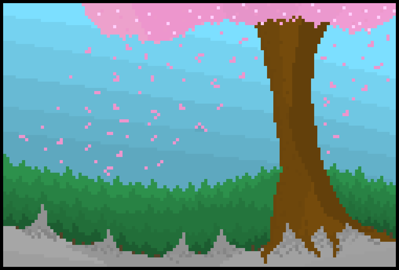 [17a547] Cherry tree over vast woods
