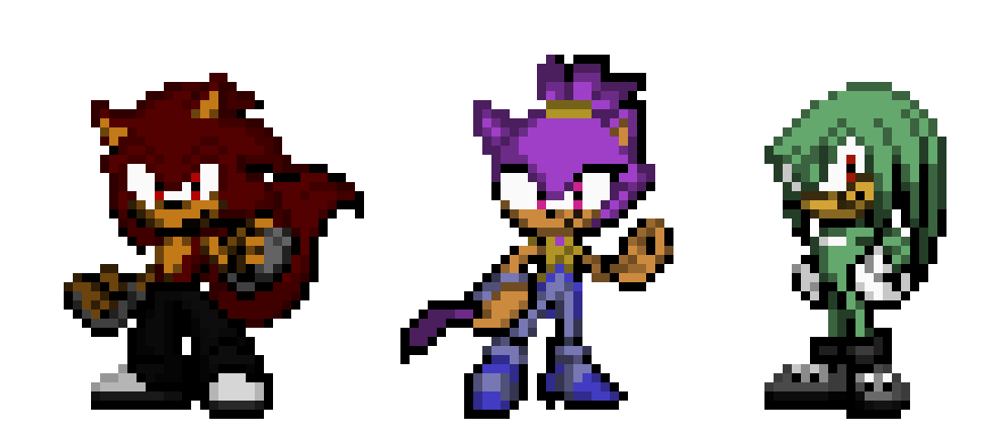 [6c26bc] Crimso the Hedgewolf, Lydia the Cat, and Tyrio the Echidna - Sonic OC's (Before "The Incident")