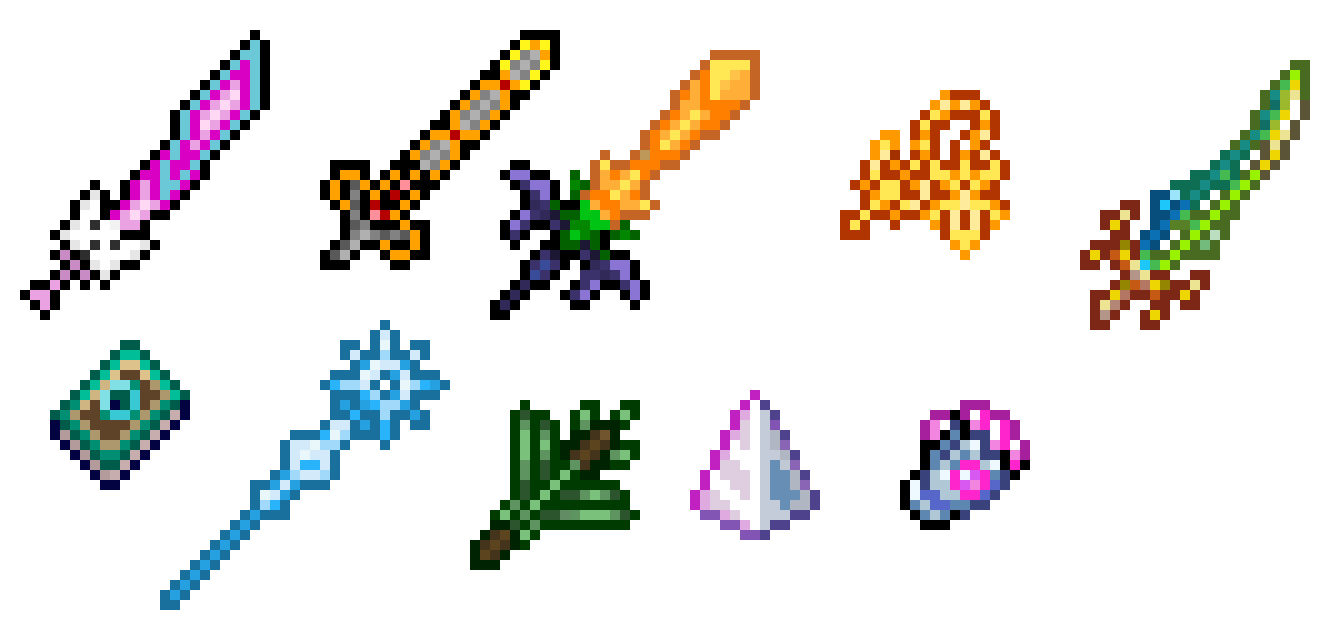 [9664c4] Terraria Weapons Pixel Art
