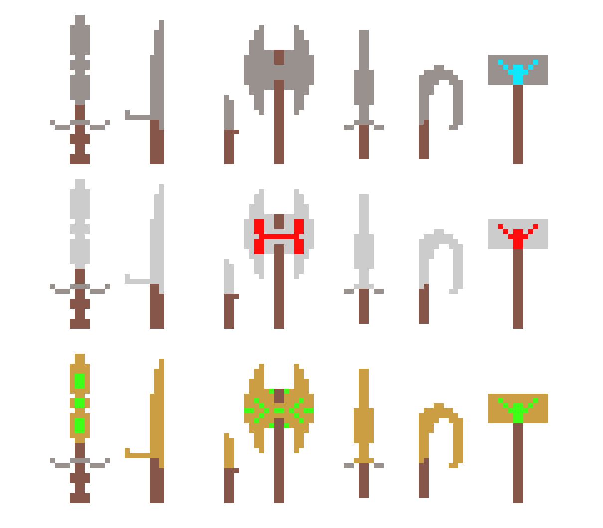 [9664c4] Weapons (iron, steel and gold)