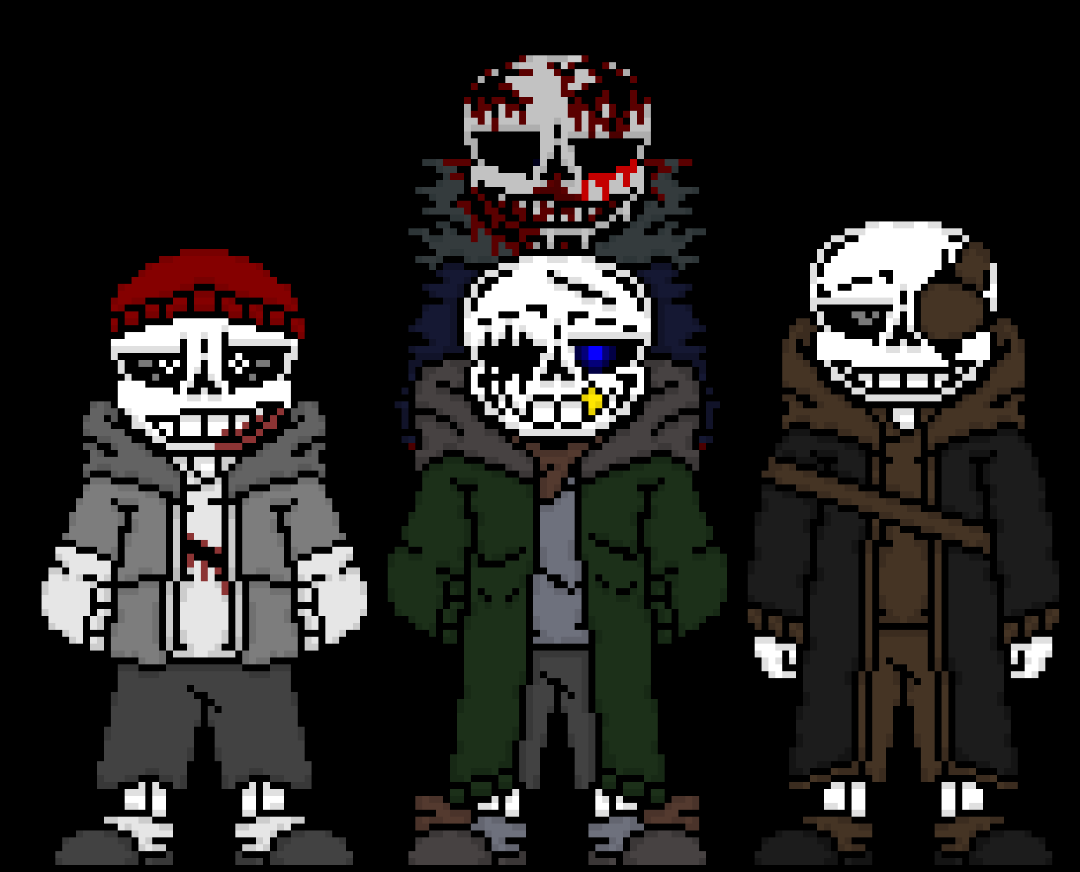 Phase 1 of a random trio with my Sans AU's