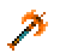 [73830a] Flaming double bladed axe