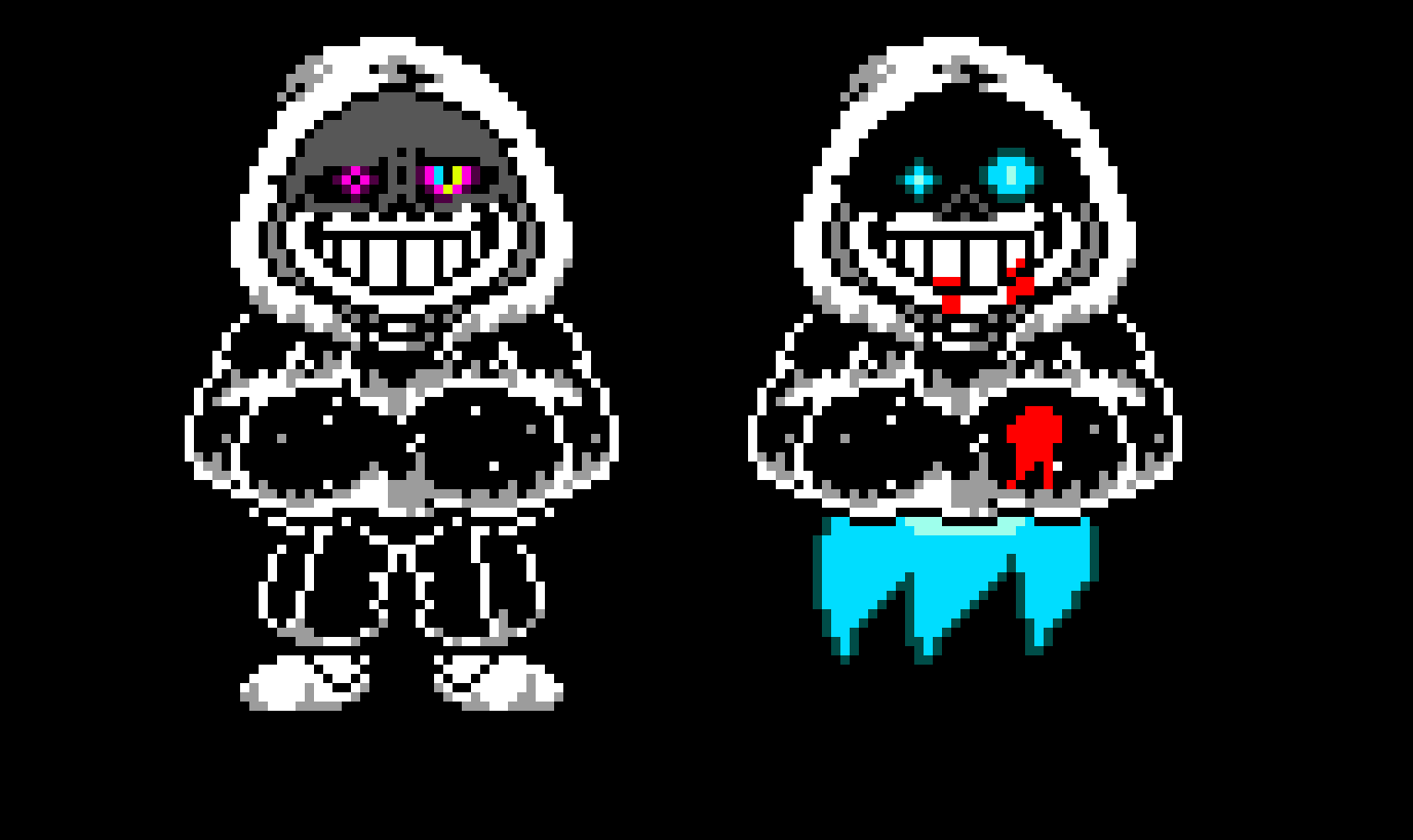 [7eebfe] MIRRORED INSANITY : DUST SANS but its dustswapswap sans and undust sans