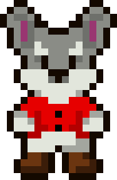 [9664c4] Rabbit red front outlined
