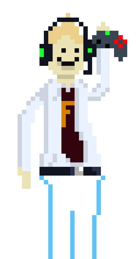 [9664c4] The happy guy gamer white with a F and a gamepad