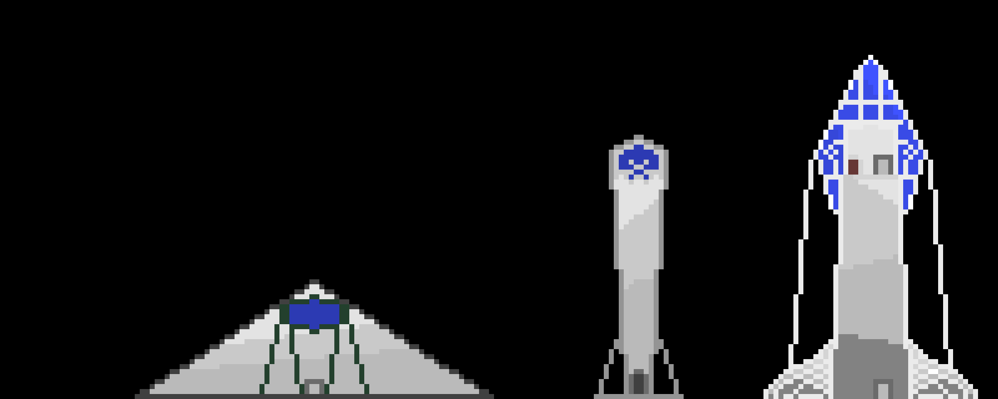 (Three monolithic structures arose in the distance. Too far to travel to for now)