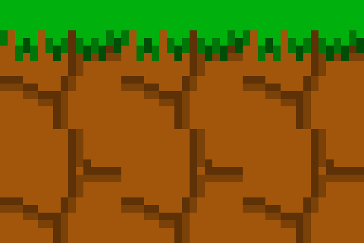 Super Mario Bros - Ground blocks, but is grass and dirt
