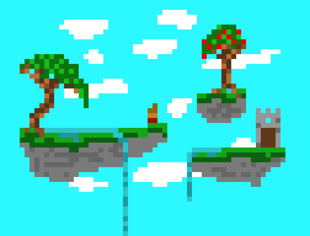 [9664c4] Floating islands with background