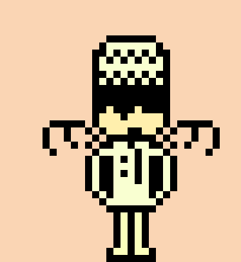 (Here's a (Pretty Crappy) Version of the main character, Kid/ the Inkmaker. This is a BATIM character and yes, Ink does cover his face and familiar cap.)