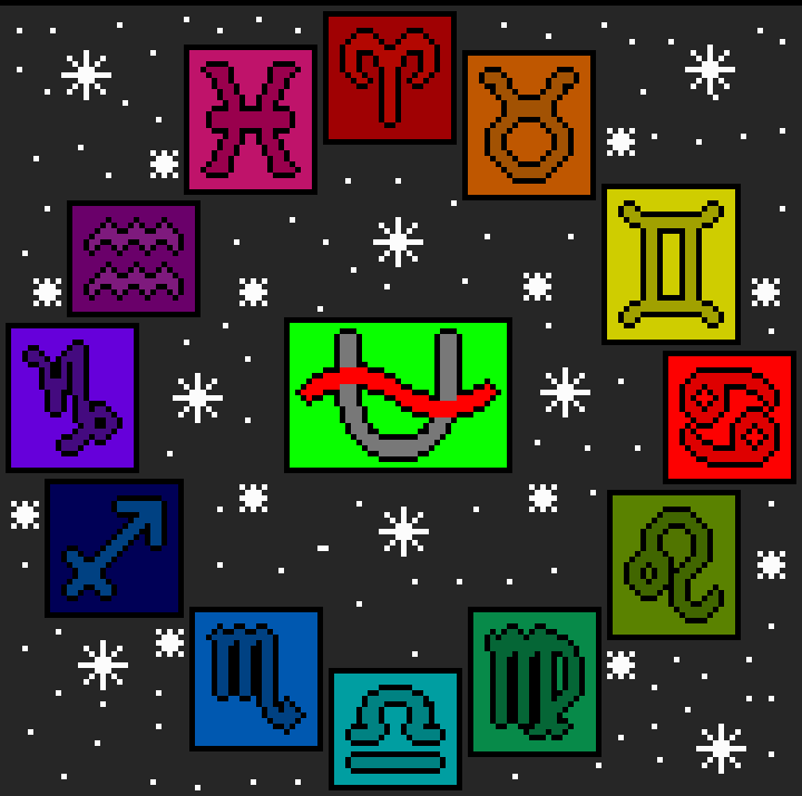 [9664c4] Pixel Zodiacs In A Circle (+Ophiuchus)