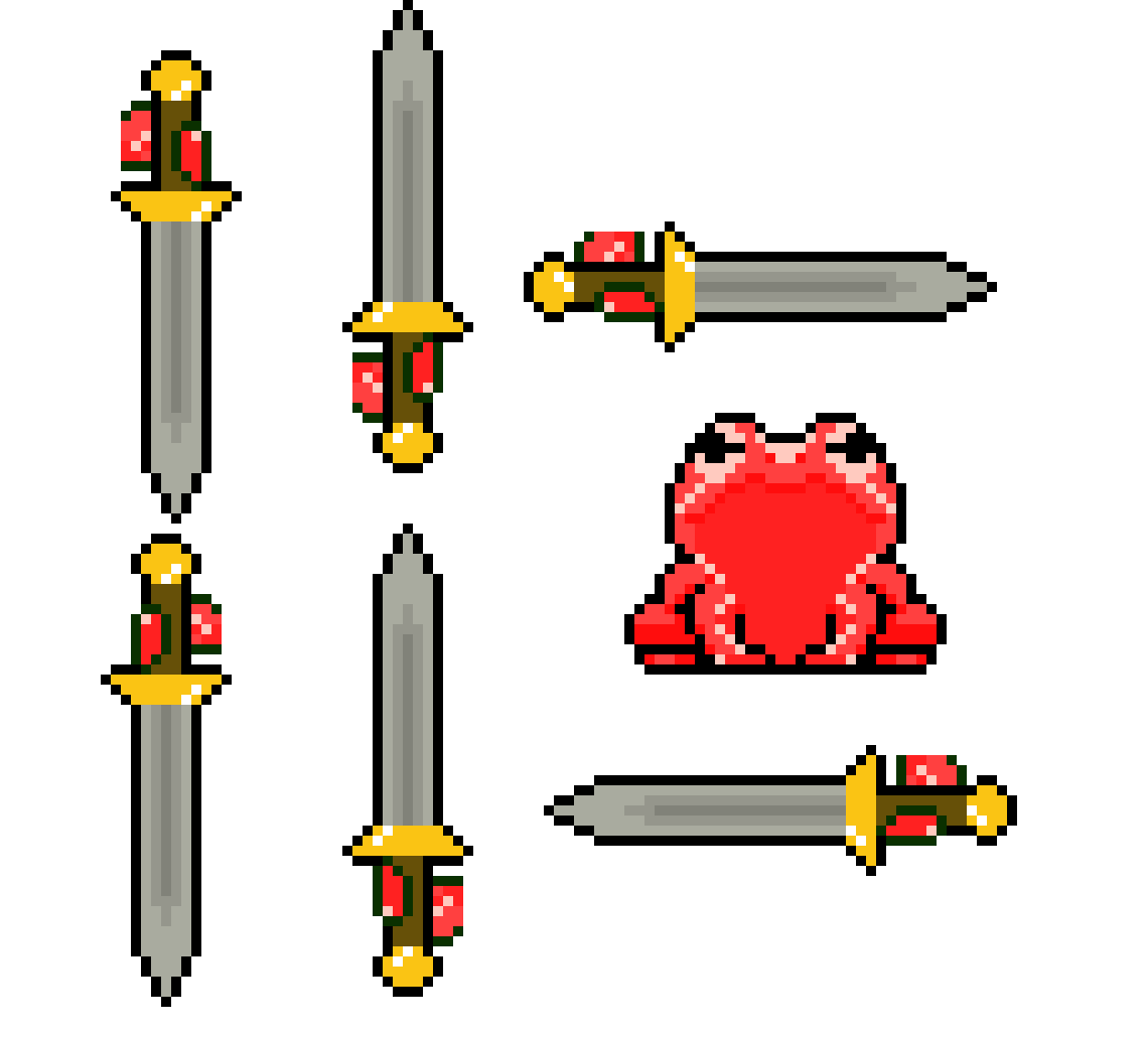 [bba47c] Red frog with swords