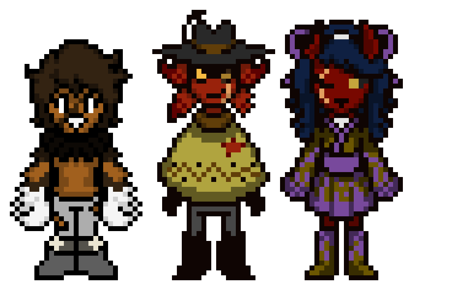 [6c26bc] Undertale/Deltarune AU OC's: Oriola the Orange Oriole, Mr. Four-Star the Sheriff, and Scarlabra the Kitsune (in the style of Undertale/Undertale Yellow)