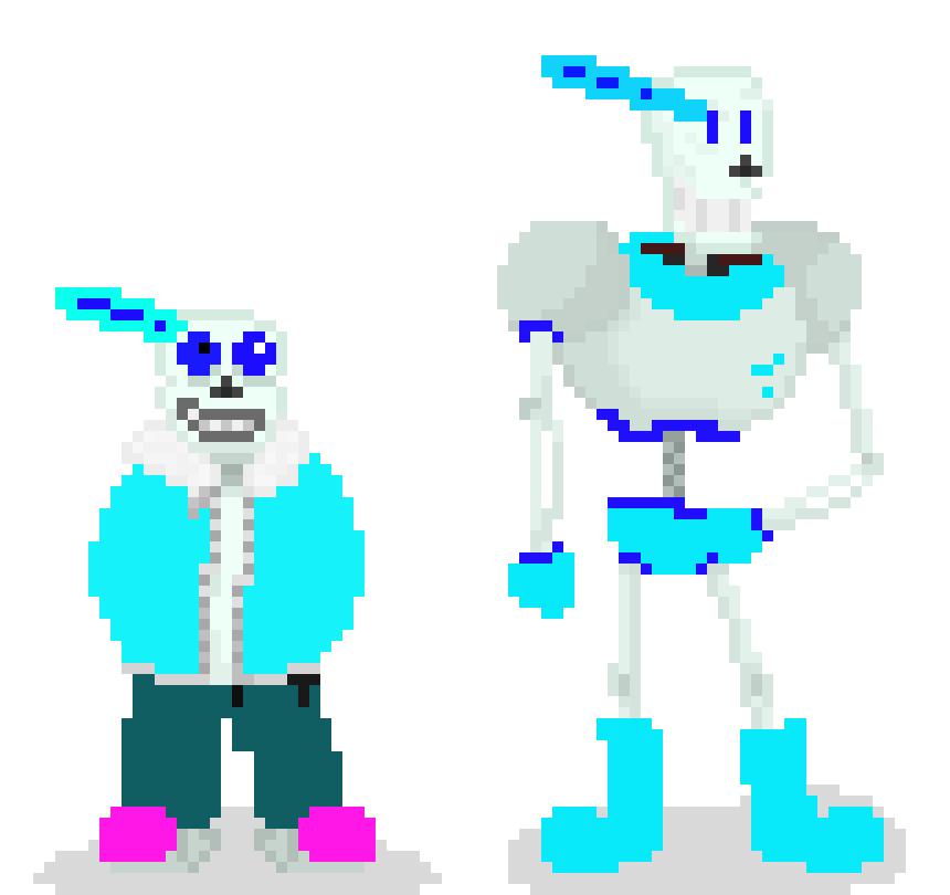 [9664c4] blue flame papyrus and blue flame sans flame tale