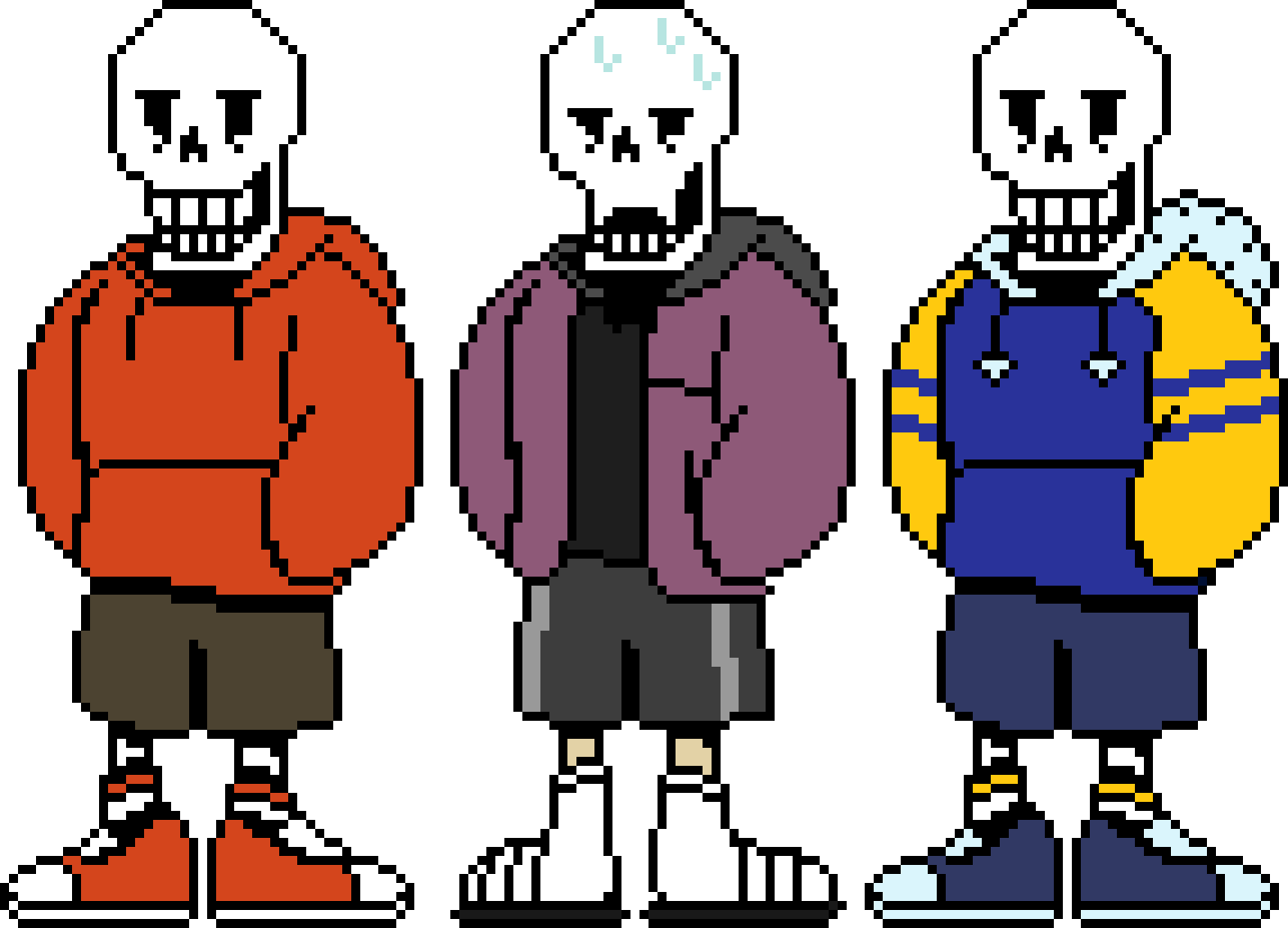 Underswap Swapfell and Outerswap Papyrus Battle Sprites.