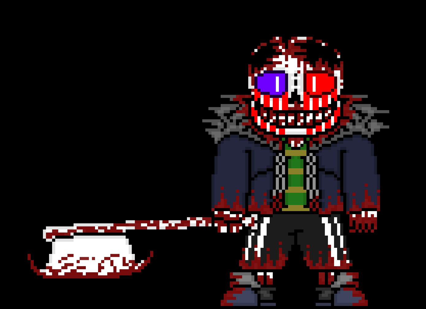 [e8cb42] *somehow grabs phantom chara by the throat* heheheh, F R E S H M E A T *bites down on chara's shoulder somehow, he chews and swallows, its agonizing*