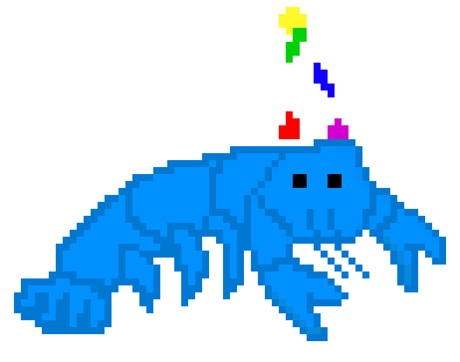 [d16ca3] Pixel blue lobster with hat