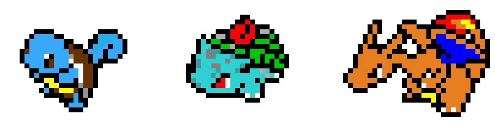 [f15a48] Pokemon Trainer; Squirtle, Ivysaur and Charizard.