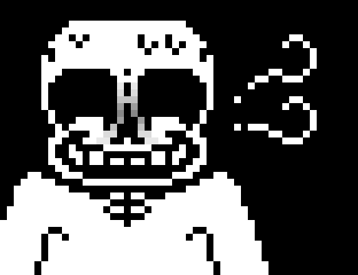 [2fbf6b] *a bone goes through caftar's face, and then around insanity there would be bones popping from the cracks in the ground, and then a gaster blaster would spawn and grow, shooting nightmare*