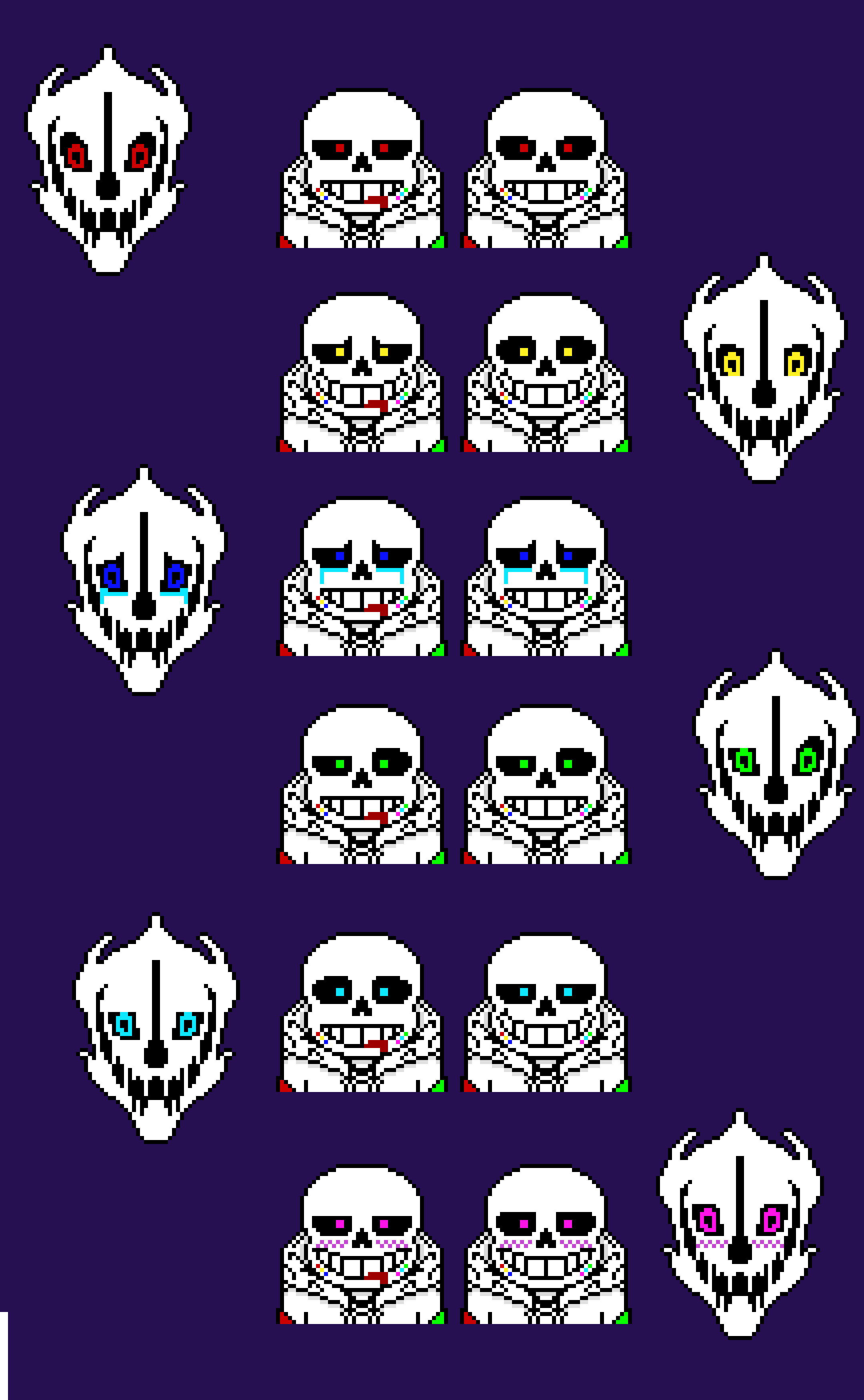 Multiverse Sans final Emotions normal, hurt, and matching pet blaster