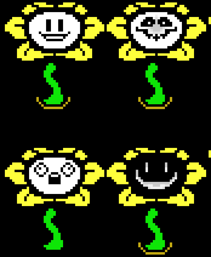 Undertale Flowey Colored Battle Sprites